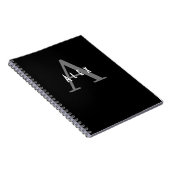Eenvoudige minieme zwarte en witte monogram notitieboek (Rechterzijde)