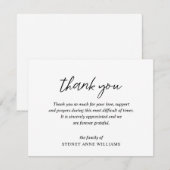 Eenvoudige minimaal elegante begrafenis bedankkaart (Voorkant / Achterkant)