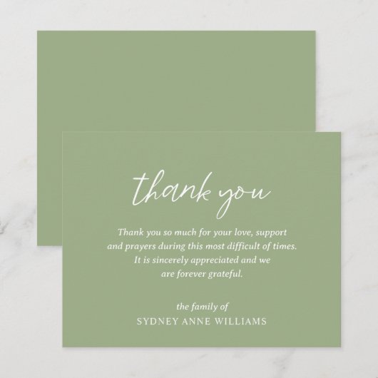 Eenvoudige minimaal elegante begrafenis bedankkaart (Voorkant / Achterkant)