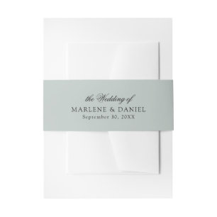 Eenvoudige minimaal elegante stoffige blauwe forme uitnodigingen wikkel