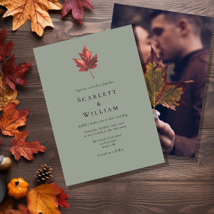 Eenvoudige Minimaal Herfstblad Saliegroen Foto Bru Kaart