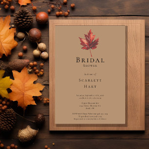 Eenvoudige Minimaal Herfstblad Terracotta Bruidsdo Kaart