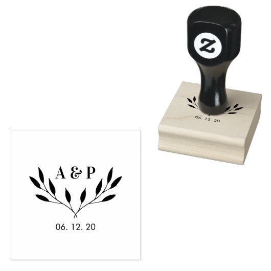Eenvoudige Minimaal Huwelijkslogo / Monogram Stemp Rubberstempel (Gestempeld)