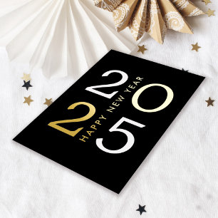 Eenvoudige Minimaal Lettertype Gelukkig Nieuwjaar  Folie Feestdagenkaart