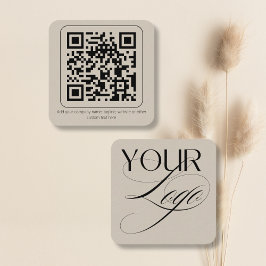 Eenvoudige Minimaal Logo QR Code Aangepaste Tekst Vierkante Visitekaartje
