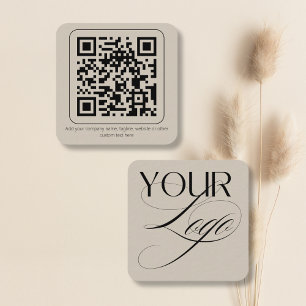 Eenvoudige Minimaal Logo QR Code Aangepaste Tekst Vierkante Visitekaartje