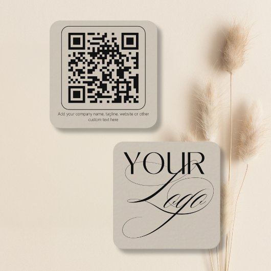 Eenvoudige Minimaal Logo QR Code Aangepaste Tekst Vierkante Visitekaartje