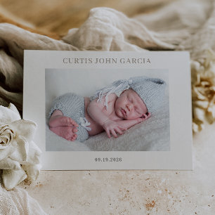 Eenvoudige Minimaal Taupe Foto Baby Aankondigingsk Kaart
