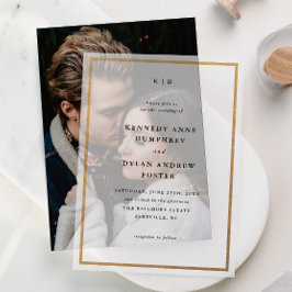 Eenvoudige Minimaal Typography Monogram Huwelijks  Vellum Uitnodigingen