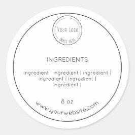 Eenvoudige minimaal vereiste zeeplabel ingrediënte ronde sticker