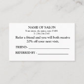 EENVOUDIGE MINIMAAL WITTE REFERENTIEKAART AANBEVELINGSKAARTJE (Achterkant)