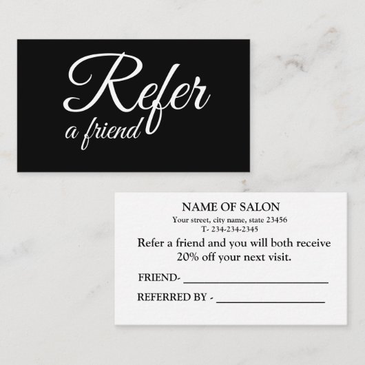 EENVOUDIGE MINIMAAL WITTE REFERENTIEKAART AANBEVELINGSKAARTJE (Voorkant / Achterkant)