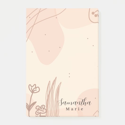 Eenvoudige Minimal Abstracte Boho Roze Bloem Post-it® Notes (Voorkant)