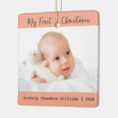 Eenvoudige Minimal Baby's Eerste Kerst Keepsake Keramisch Ornament (Links)