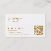 Eenvoudige Minimal Beige Linnen Wit bruin Typograf Visitekaartje (Achterkant)