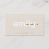Eenvoudige Minimal Beige Linnen Wit bruin Typograf Visitekaartje (Voorkant)