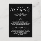 Eenvoudige Minimal Black White Wedding Details Informatiekaartje (Voorkant)