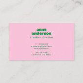 Eenvoudige Minimal Bright Green Blush Pink Visitekaartje (Achterkant)