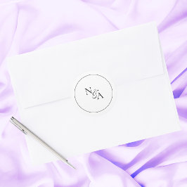 Eenvoudige Minimal Clean Elegant Initialen bruidsb Ronde Sticker