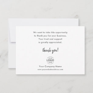 Eenvoudige Minimal Company Logo Business Bedankt Notitiekaartje