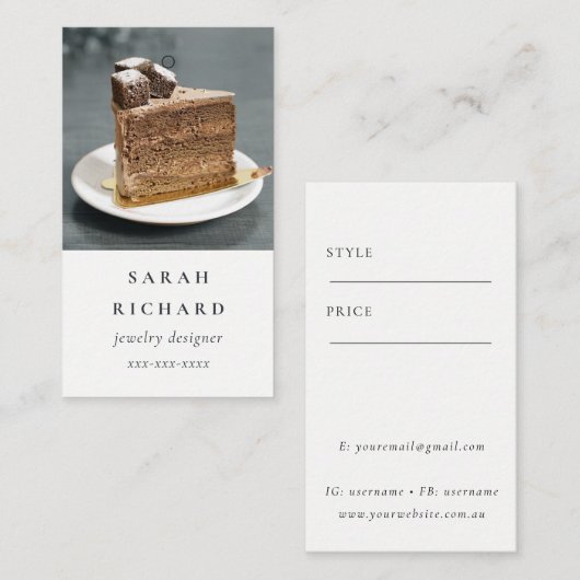 Eenvoudige Minimal Custom Photo Prijs Label Naam (Voorkant / Achterkant)