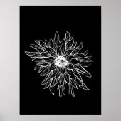Eenvoudige Minimal Floral Line Art Bloem Zwart Wit Poster (Voorkant)
