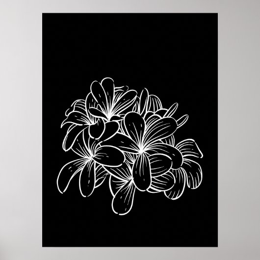 Eenvoudige Minimal Floral Line Art Bloemen Zwart W Poster (Voorkant)