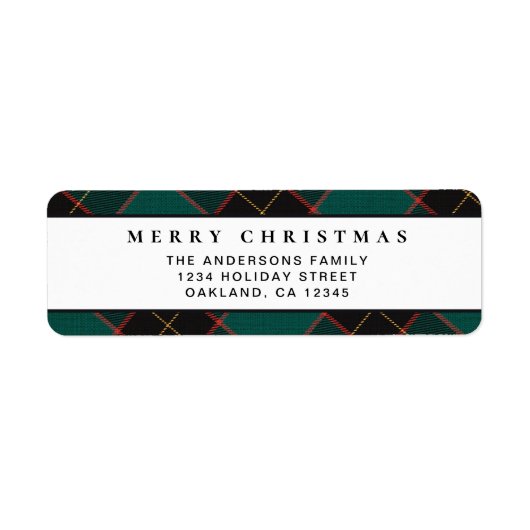 Eenvoudige Minimal Green Buffalo Plaid Vrolijke Ke Etiket (Voorkant)