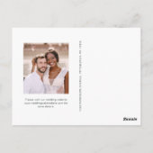 Eenvoudige Minimal Green Photo Wedding Sla de datu Briefkaart (Achterkant)