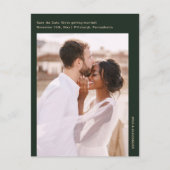 Eenvoudige Minimal Green Photo Wedding Sla de datu Briefkaart (Voorkant)