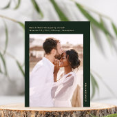 Eenvoudige Minimal Green Photo Wedding Sla de datu Briefkaart