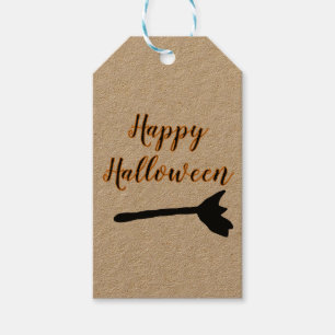 eenvoudige minimal happy Halloween zwarte bezem si Cadeaulabel