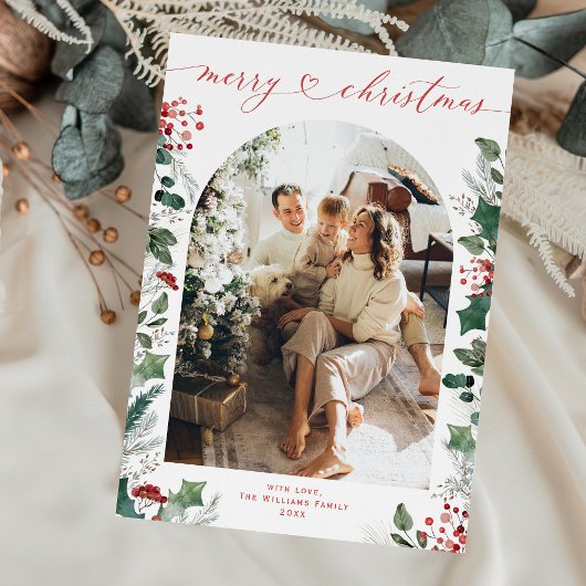 Eenvoudige Minimal Heart Arch Foto Kerst Kaart