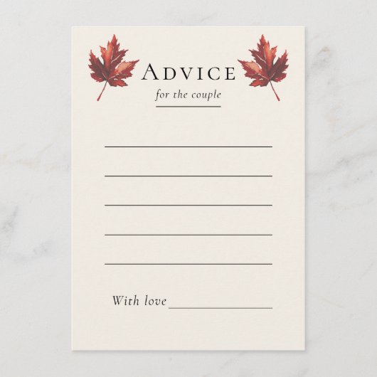 Eenvoudige Minimal Herfst Leaf Cream Bruiloft Advieskaart (Voorkant)