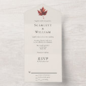 Eenvoudige Minimal Herfst Leaf Cream Bruiloft All In One Uitnodiging (Binnen)