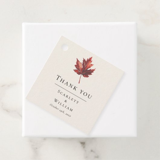 Eenvoudige Minimal Herfst Leaf Cream Bruiloft Dank Bedankjes Labels (In situ)