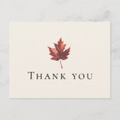Eenvoudige Minimal Herfst Leaf Cream Bruiloft Dank Briefkaart (Voorkant)