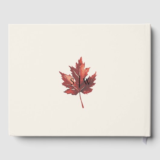 Eenvoudige Minimal Herfst Leaf Cream Bruiloft Gastenboek (Achterkant)