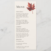 Eenvoudige Minimal Herfst Leaf Cream Bruiloft Menu (Voorkant)