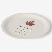 Eenvoudige Minimal Herfst Leaf Cream Bruiloft Papieren Bordje (Gekanteld)