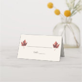 Eenvoudige Minimal Herfst Leaf Cream Bruiloft Plaatskaartje (Voorkant)