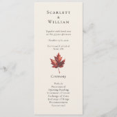 Eenvoudige Minimal Herfst Leaf Cream Bruiloft Programmakaart (Voorkant)