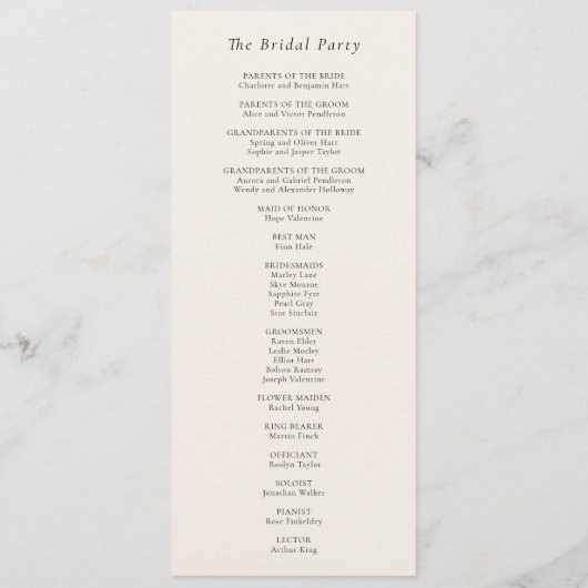 Eenvoudige Minimal Herfst Leaf Cream Bruiloft Programmakaart (Achterkant)