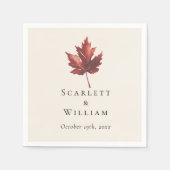 Eenvoudige Minimal Herfst Leaf Cream Bruiloft Servet (Voorkant)