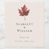 Eenvoudige Minimal Herfst Leaf Cream Bruiloft Wijn Etiket (Enkel label)