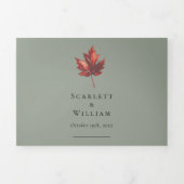 Eenvoudige Minimal Herfst Sage Groene Bruiloft Drieluik Uitnodiging (Cover)