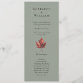 Eenvoudige Minimal Herfst Sage Groene Bruiloft Programmakaart (Voorkant)