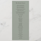 Eenvoudige Minimal Herfst Sage Groene Bruiloft Programmakaart (Achterkant)