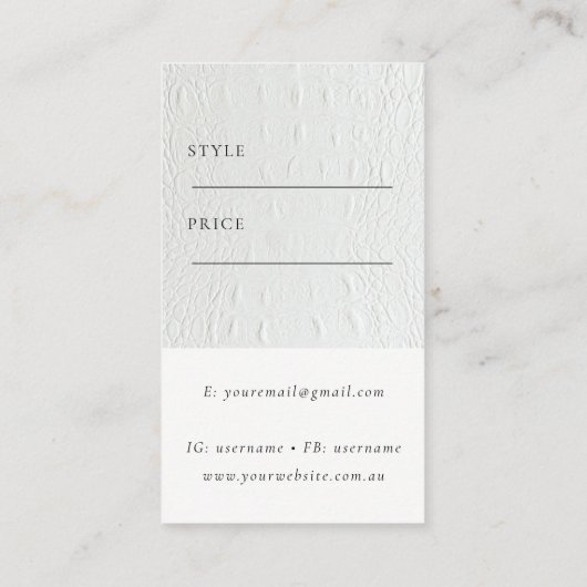 Eenvoudige Minimal Leather Texture Prijs Label Log (Achterkant)