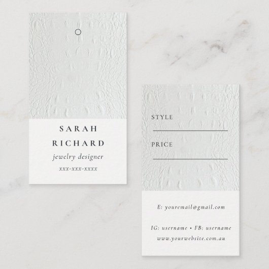 Eenvoudige Minimal Leather Texture Prijs Label Naa (Voorkant / Achterkant)